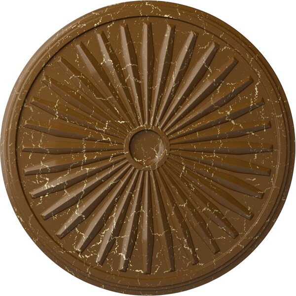 Ekena Millwork Leandros Ceiling Medallion (Canopies up to 5"), 33 1/8"OD x 3 1/2"ID x 1 3/8"P, Smokey Topaz Crackle CM33LESTC - main